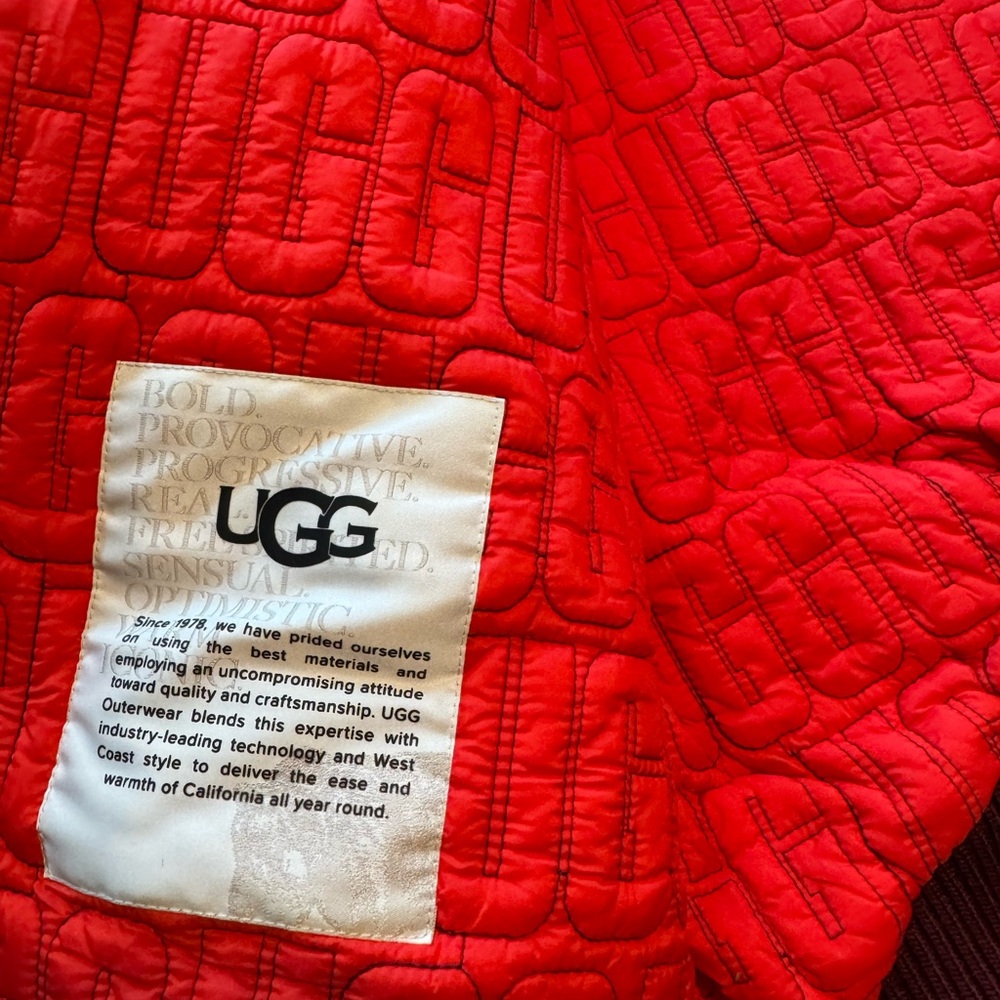 UGG Red and Burgundy Faux Fur Jacket - Picture 10 of 15